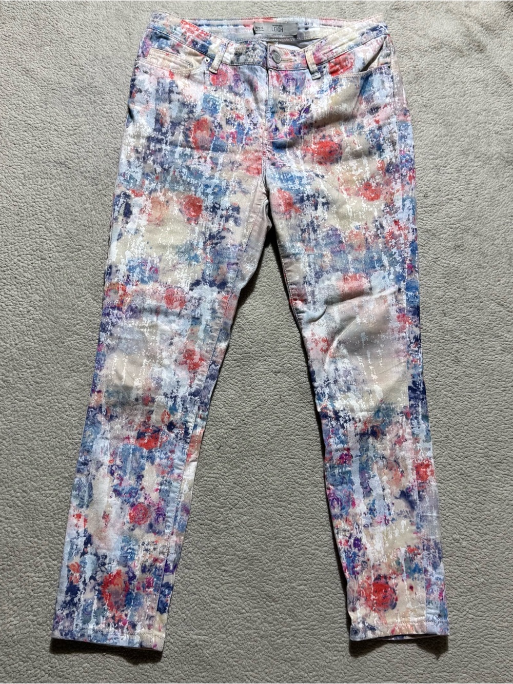 Topshop Moto‎ Jeans Womens 28 Leigh Tie Dye Multicolor Skinny Cropped Meas 28x24